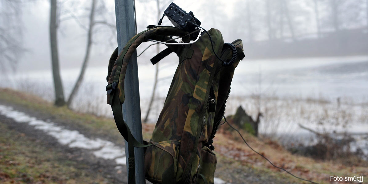 Brittisk militr-ryggsck fr radiooperatr - KX3 portabelt vid Linoljedammen 6 jan 2013