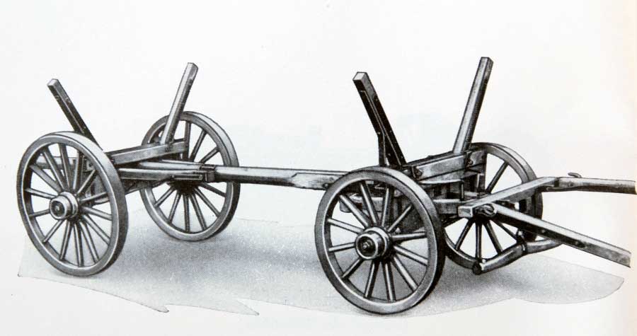 Verkvagn. Hallands och Sk�netyp, konstruerad f�r s.k. centrumv�ndning medelst eliptisk brygga. Belastningsf�rm�ga 1000 till 1200 kg.